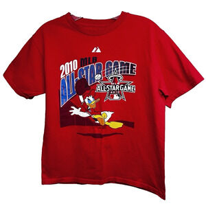 Majestic Baseball All Star Game 2010 Donald Duck Red Graphic T-Shirt Medium